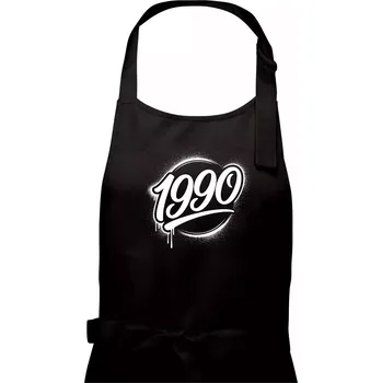 Kuchyňská zástěra Narozeninovy ročník graffiti 1990 - Pánská zástěra na vaření - Univerzální velikost ( Černá )