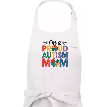 Kuchyňská zástěra Im a proud autism mom - Dámská zástěra na vaření - Univerzální velikost ( Bílá )
