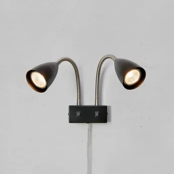 Lampička Markslöjd nástěnné světlo Ciro, černé, kov, zástrčka, GU10 - Stínidlo na lampu - výška 8 cm, Ø 6,5 cm; držák na strop - šířka 11,5 cm, výška 6 cm; připojovací kabel 200 cm černý 1 x 7 W LED - Doprava zdarma