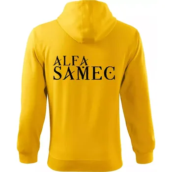 Pánská mikina Alfa Samec - Mikina s kapucí na zip trendy zipper - M ( Žlutá )