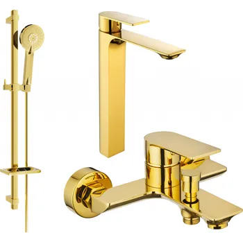 Vodovodní baterie Mexen Alexa DQ40 koupelnová sada, zlatá - 71213DQ40-50 Bateriové soupravy