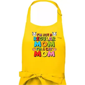 Kuchyňská zástěra I'm not a regular mom I'm a cat mom - Dámská zástěra na vaření - Univerzální velikost ( Žlutá )