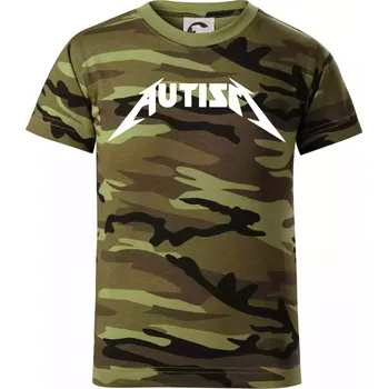 Chlapecké oblečení Autism rock nápis - Dětské maskáčové triko - 122 cm/6 let ( Zelený maskáč )