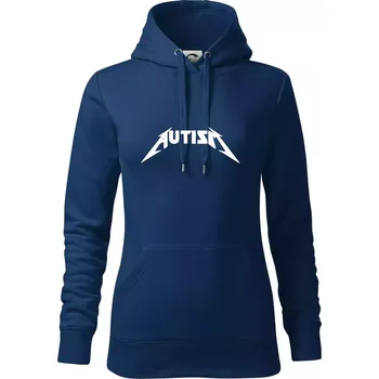 Dámská mikina Autism rock nápis - Mikina dámská Cape s kapucí - 2XL ( Půlnoční modrá )