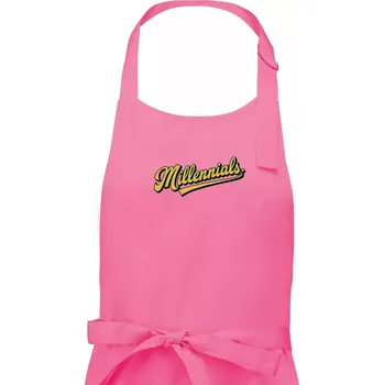 Kuchyňská zástěra Generace Y - Millennials žlutý nápis - Pánská zástěra na vaření - Univerzální velikost ( Růžová )