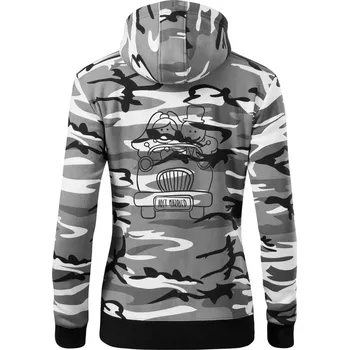 Dámská mikina Svatební auto - Dámská mikina trendy zipper s kapucí - XS ( Šedý maskáč )