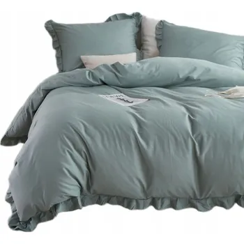 Povlečení Zelené šalvějové Povlečení Ruffy Premium 100% Bavlna 140x200 cm s volánkem