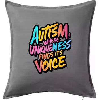Polštář Autism Where Uniqueness Finds Its Voice - Polštář 50x50 - 50x50 - Včetně výplně ( Tmavě šedý melír )