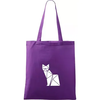 Origami kočka z boku - Taška bavlněná - 42 x 38 cm ( Fialová )