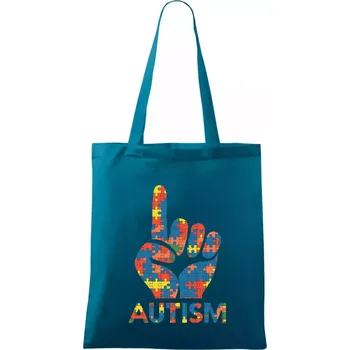 Autism ruka - Taška bavlněná - 42 x 38 cm ( Petrolejová )