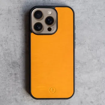 Pouzdro na mobilní telefon Vidra Brand MagSafe kožený kryt pro Apple iPhone 16e Hořčicový