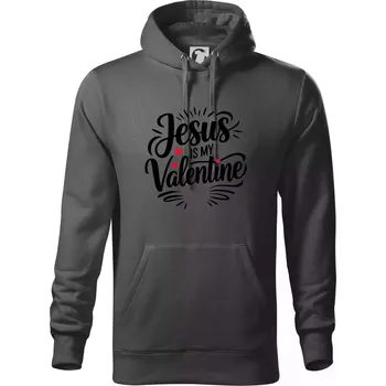 Pánská mikina Jesus is my valentine - Mikina pánská Cape s kapucí - 5XL ( Ocelově šedá )