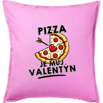 Polštář Pizza je můj Valentýn - Polštář 50x50 - 50x50 - Pouze potah ( Růžová )