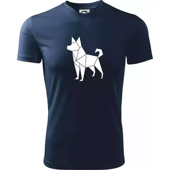 Origami pes z boku - Dětské triko sportovní (dresovina) - 146 cm/10 let ( Námořní modrá (velmi tmavá - téměř černá) )