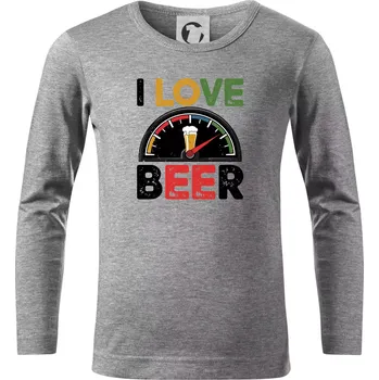 Chlapecké tričko I love beer - palivoměr - Triko dětské Long Sleeve - 122 cm/6 let ( Tmavě šedý melír )
