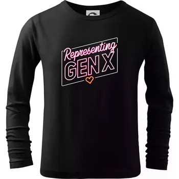Chlapecké tričko Generace X (Gen X) - Representing GEN X neon - Triko dětské Long Sleeve - 122 cm/6 let ( Černá )