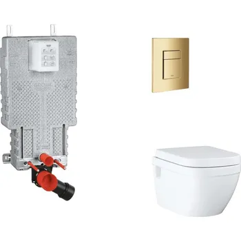 Klozet GROHE - Uniset Set předstěnové instalace, klozetu, sedátka SoftClose a tlačítka Skate Cosmopolitan, Cool Sunrise SANI15BB4112