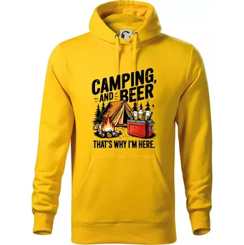 Pánská mikina Černý nápis nápis Camping and beer - Mikina pánská Cape s kapucí - L ( Žlutá )