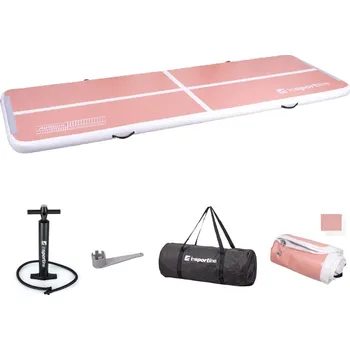 Žíněnka Insportline Airtrack Airstunt 400x100x10 cm korálová růžová s ruční pumpou