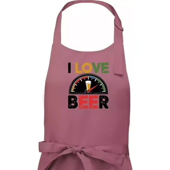 Kuchyňská zástěra I love beer - palivoměr - Dámská zástěra na vaření - Univerzální velikost ( Starorůžová )