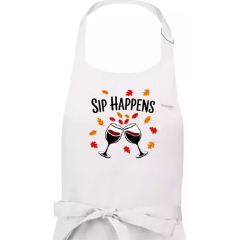 Kuchyňská zástěra Sip happens - listy - Dámská zástěra na vaření - Univerzální velikost ( Bílá )