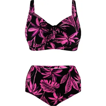 Dámské plavky Salma pink dvoudílné plavky pro plnoštíhlé S803 4XL růžová