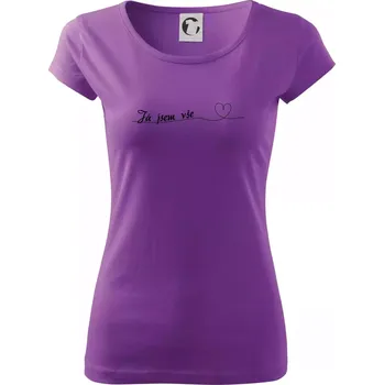 Dámské tričko Srdce Já jsem vše - Dámské triko Pure - 3XL ( Fialová )