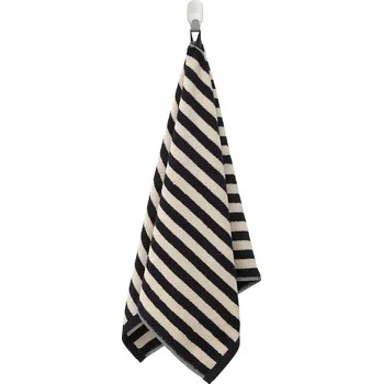 Ručník IKEA ručník SLANHOSTMAL černá/světle béžová s proužky 50x100 cm