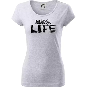 Dámské tričko Mrs. Life - Dámské triko Pure - L ( Světlešedý Melír )