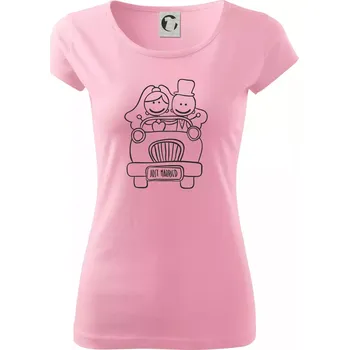 Dámské tričko Svatební auto - Dámské triko Pure - S ( Růžová )
