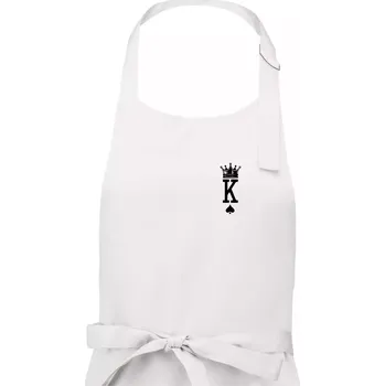 Kuchyňská zástěra King & Queen logo na prso - Pánská zástěra na vaření - Univerzální velikost ( Bílá )