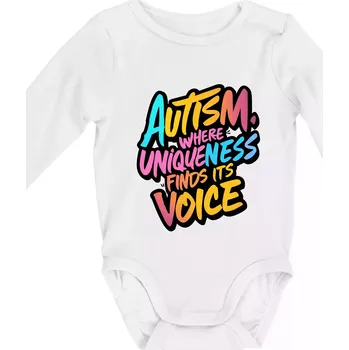 Dětská móda Autism Where Uniqueness Finds Its Voice - Body kojenecké s dlouhým rukávem - Dlouhý r. do 3 měs ( Bílá )