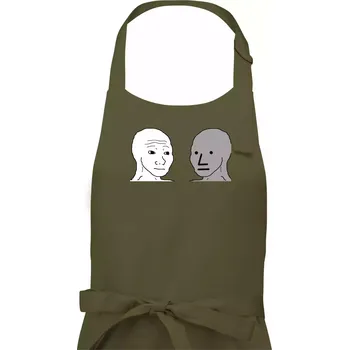 Kuchyňská zástěra Wojak (Feels Guy) a NPC - Pánská zástěra na vaření - Univerzální velikost ( Khaki )