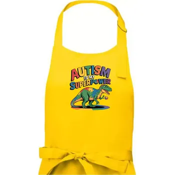 Kuchyňská zástěra Stojící Rex Autism is my superpower - Pánská zástěra na vaření - Univerzální velikost ( Žlutá )