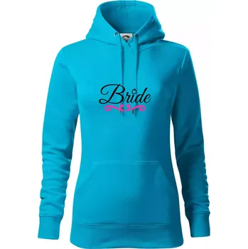 Dámská mikina Nápis bride s prstenem - Mikina dámská Cape s kapucí - L ( Světlý tyrkys )