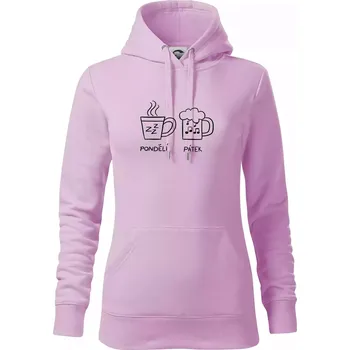 Dámská mikina Pondělí Pátek - Kafe Pivo - Mikina dámská Cape s kapucí - XS ( Orchid )