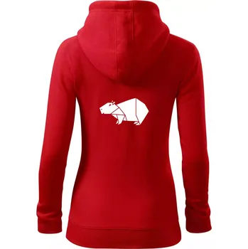 Dámská mikina Origami kapybara - Dámská mikina trendy zipper s kapucí - M ( Červená )