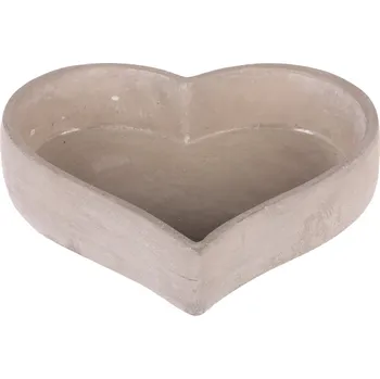 Obal na květiny - tvar srdce, nízký, beton, šedý - BTO1092 GREY-M