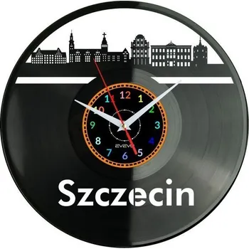 Hodiny Štětín Město Polsko Nástěnné Hodiny Vinylová Deska Moderní Dekorativní