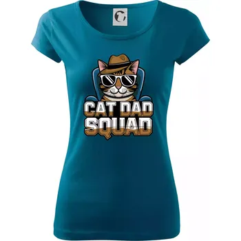 Dámské tričko Cat dad squad - Dámské triko Pure - L ( Petrolejová )