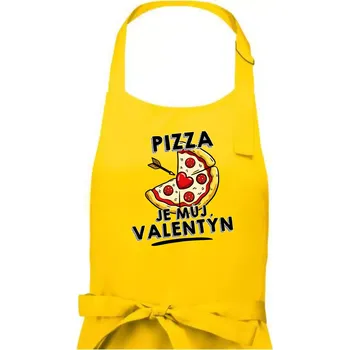 Kuchyňská zástěra Pizza je můj Valentýn - Pánská zástěra na vaření - Univerzální velikost ( Žlutá )