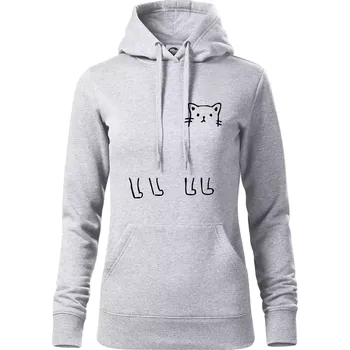 Dámská mikina Kočka - pes - tygr -Dokresli zvíře - Mikina dámská Cape s kapucí - M ( Světlešedý Melír )