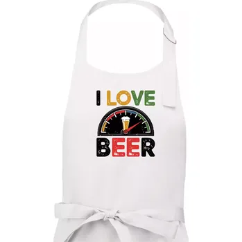 Kuchyňská zástěra I love beer - palivoměr - Dámská zástěra na vaření - Univerzální velikost ( Bílá )