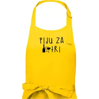 Kuchyňská zástěra Jím za dva / Piju za tři - Pánská zástěra na vaření - Univerzální velikost ( Žlutá )