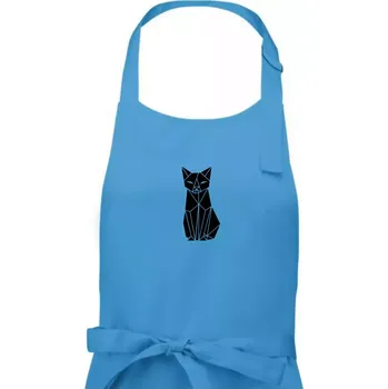 Kuchyňská zástěra Origami kočka zepředu - Dámská zástěra na vaření - Univerzální velikost ( Světlý tyrkys )
