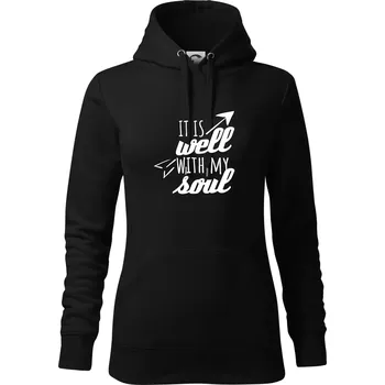 Dámská mikina It is well with my soul - Mikina dámská Cape s kapucí - 2XL ( Černá )