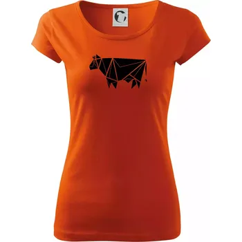 Origami kráva z boku - Dámské triko Pure - L ( Oranžová )