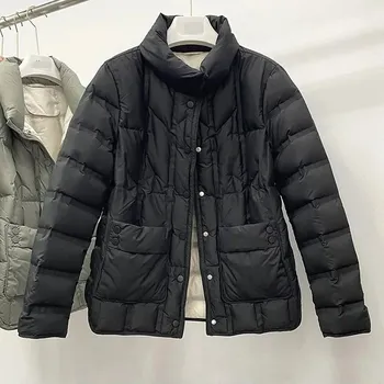 Dámská parka Dámská teplá zimní bunda s kapucí a prošíváním Barva: Černá, Velikost: S