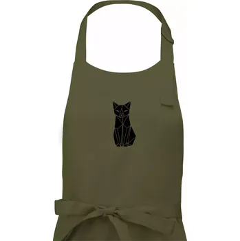 Kuchyňská zástěra Origami kočka zepředu - Dámská zástěra na vaření - Univerzální velikost ( Khaki )