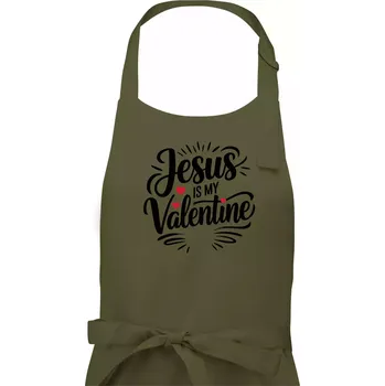 Kuchyňská zástěra Jesus is my valentine - Pánská zástěra na vaření - Univerzální velikost ( Khaki )